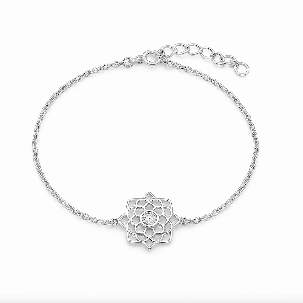 Maureen Floral Moissanite Bracelet in 925 Sterling Silver