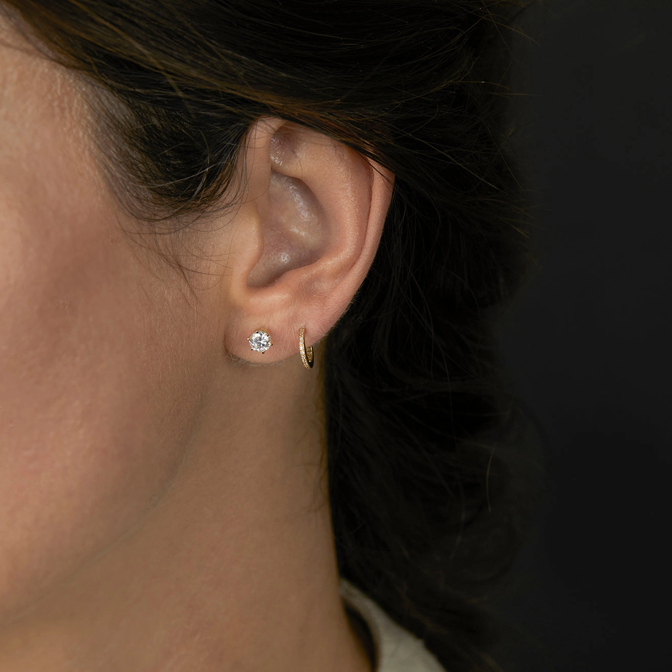 Misty Diamond Hoop Earrings | E9001W