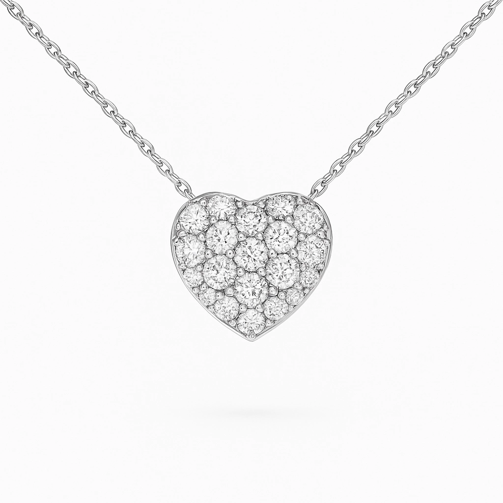 Moon Heart Moissanite Necklace in 925 sterling silver