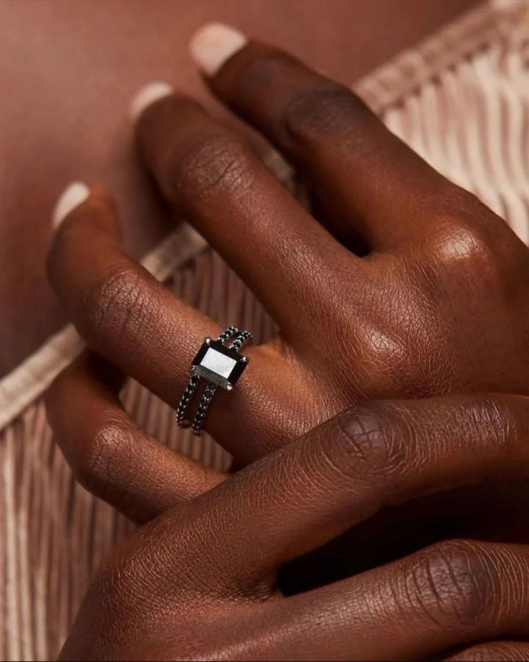 No Halo Black Emerald Cut Bridal Set in 925 Sterling Silver