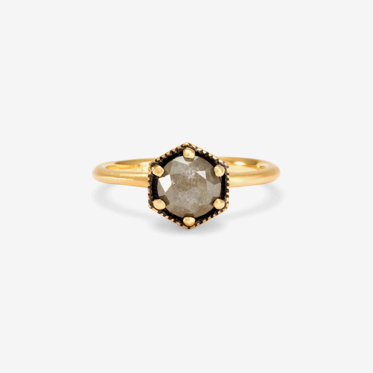 One-of-a-Kind 6.5mm Grey Diamond Hexagon Ring | R2208GY-OOAK
