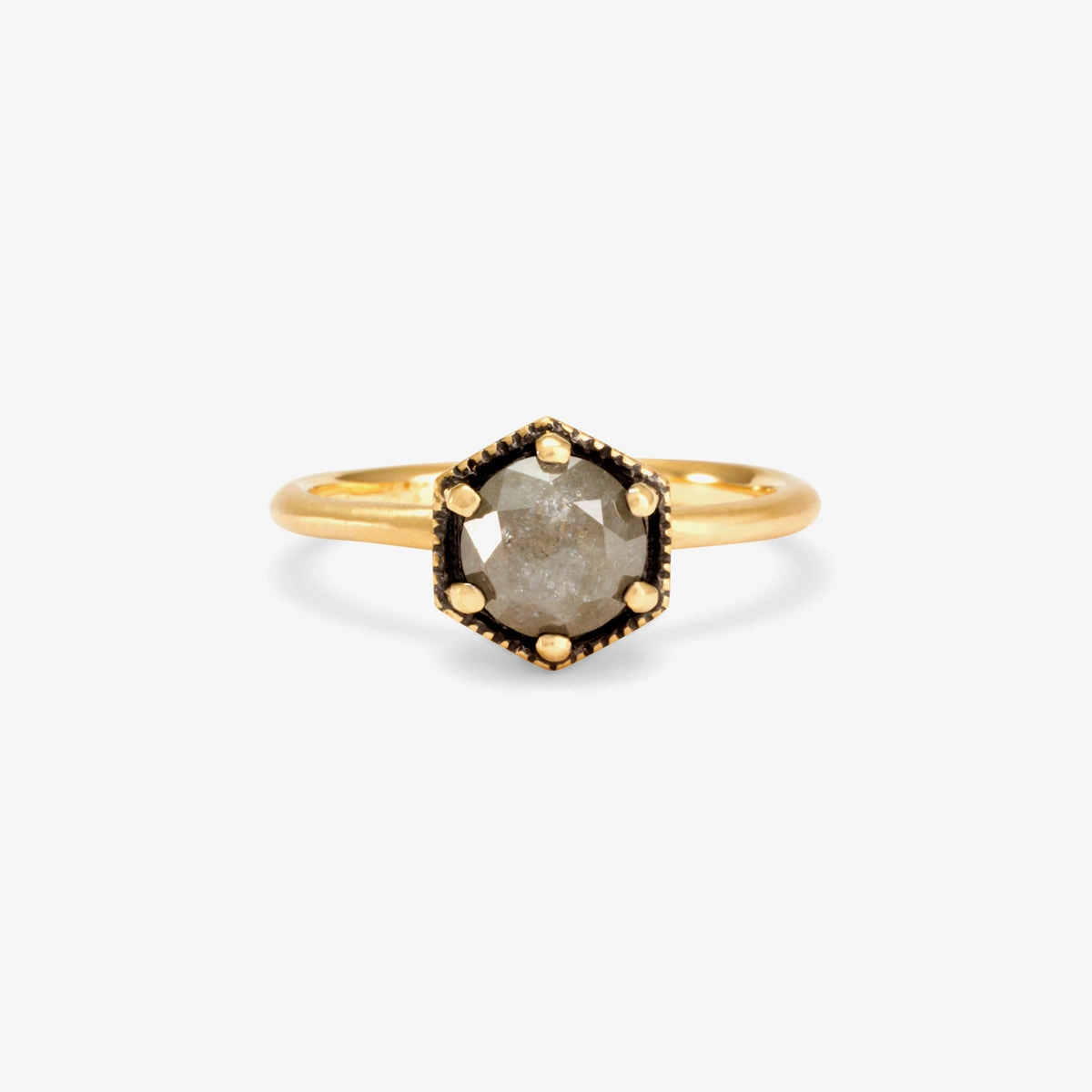 One-of-a-Kind 6.5mm Grey Diamond Hexagon Ring | R2208GY-OOAK