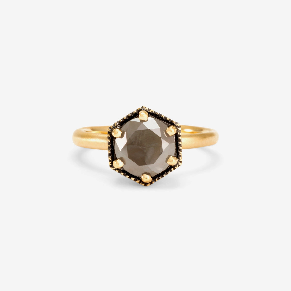 One-of-a-Kind Grey Diamond Hexagon Ring #2 | R2209GY2-OOAK