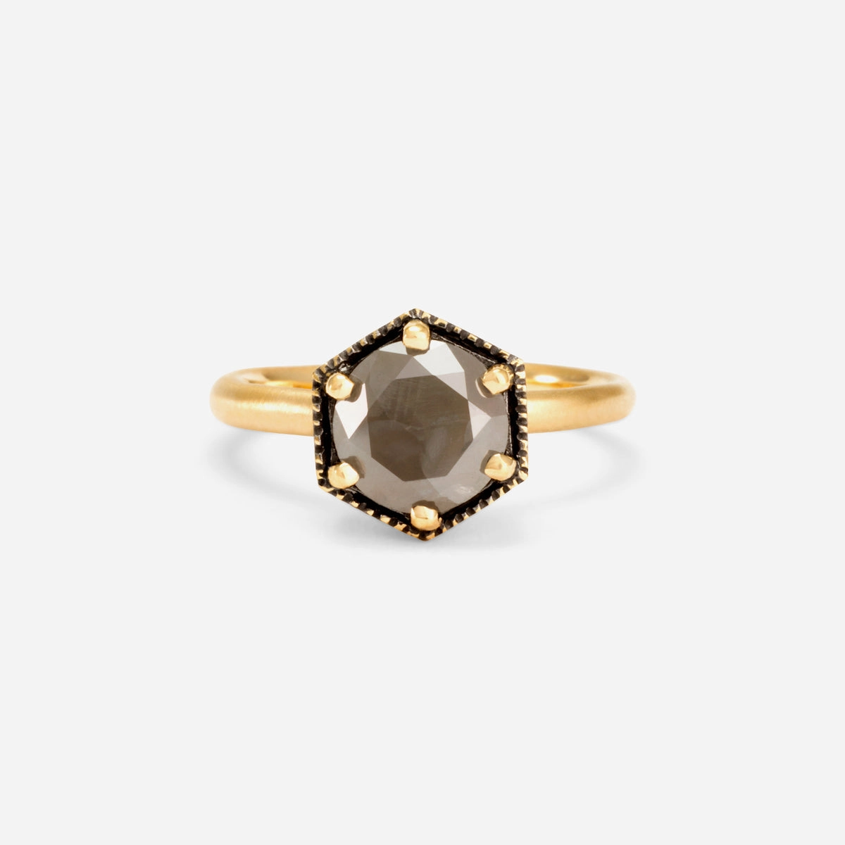 One-of-a-Kind Grey Diamond Hexagon Ring #2 | R2209GY2-OOAK