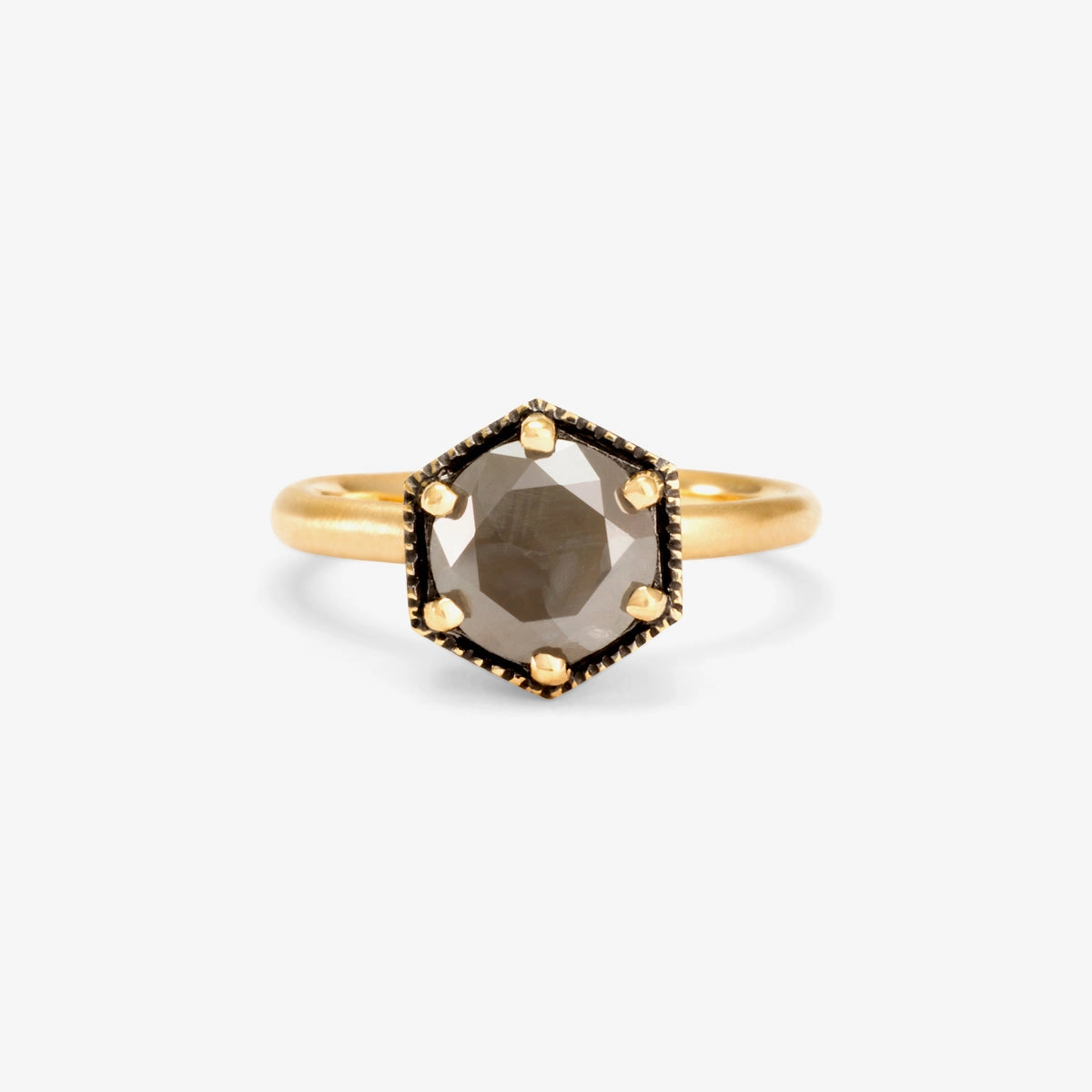 One-of-a-Kind Grey Diamond Hexagon Ring #2 | R2209GY2-OOAK