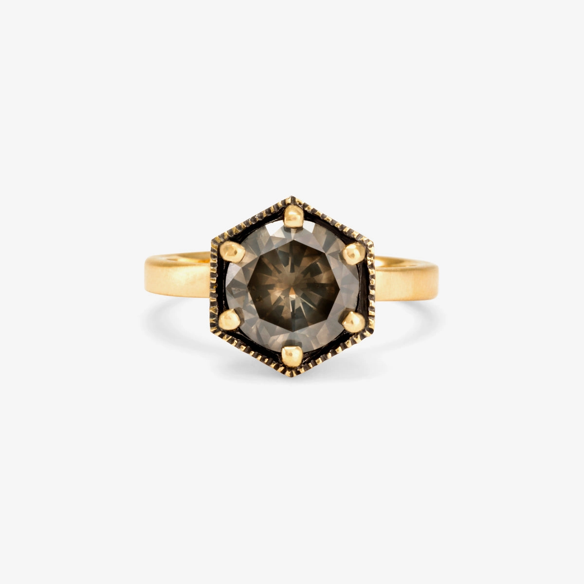 One-of-a-Kind Grey Diamond Hexagon Ring #3 | R2209GY3-OOAK