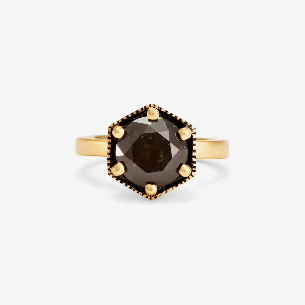 One-of-a-Kind Grey Diamond Hexagon Ring #4 | R2209GY4-OOAK