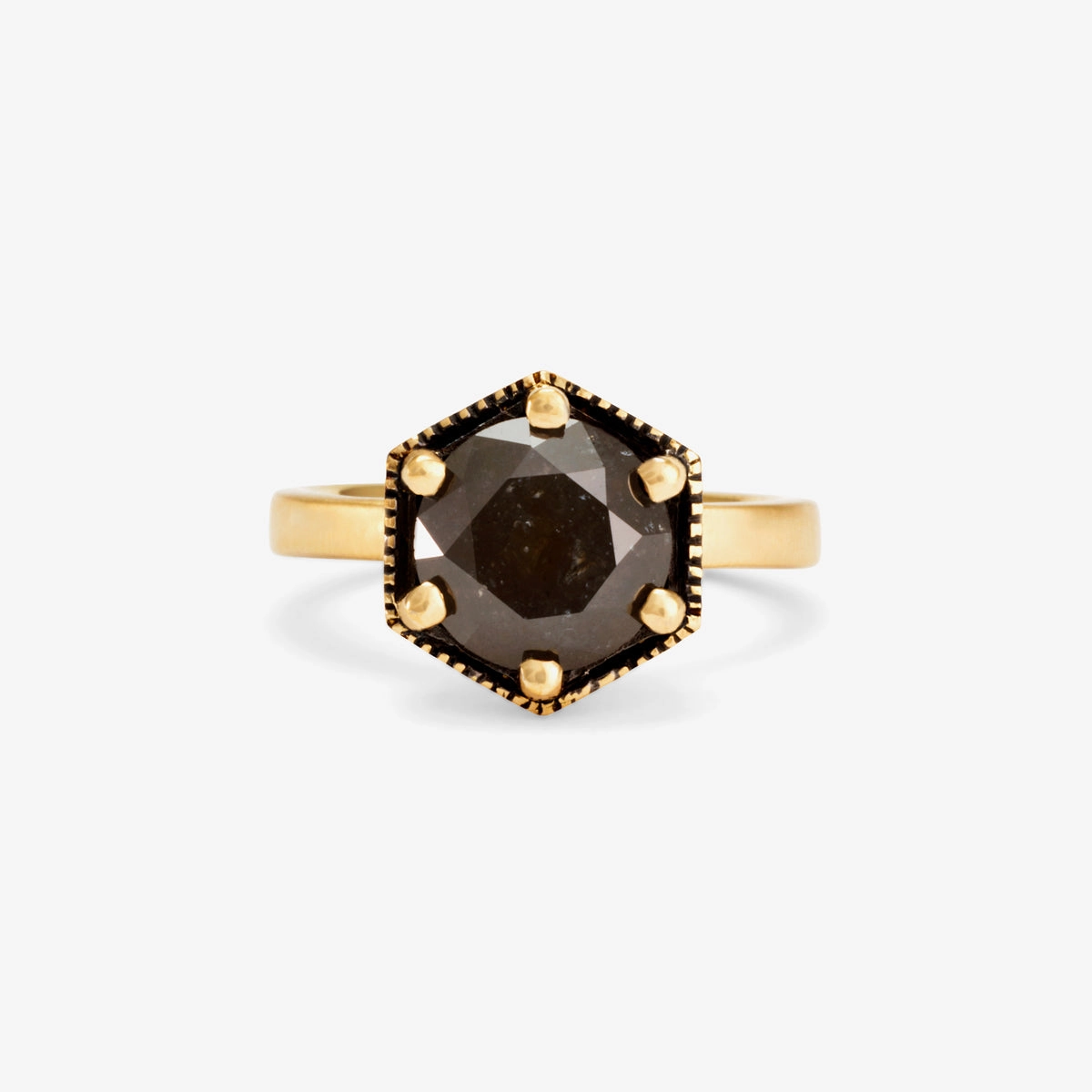 One-of-a-Kind Grey Diamond Hexagon Ring #4 | R2209GY4-OOAK
