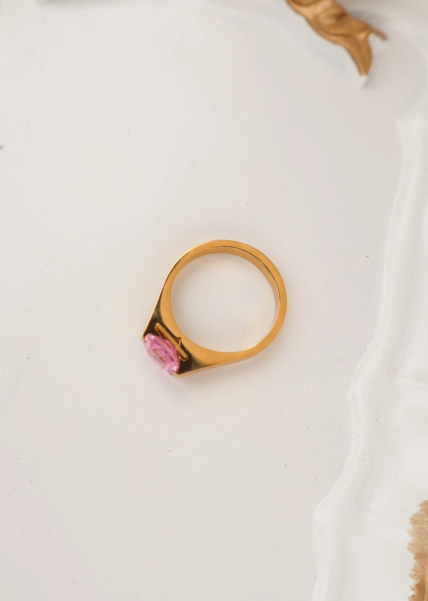 Pink Cushion Cut Stone Ring
