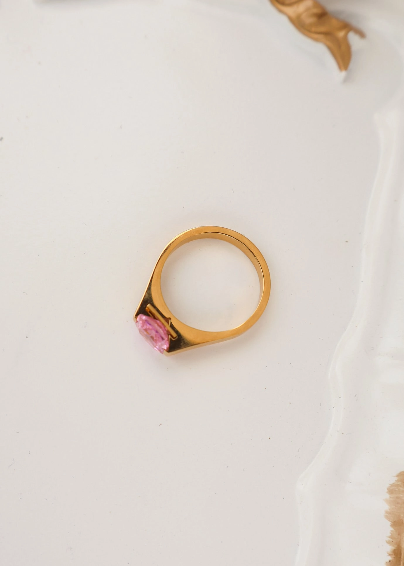 Pink Cushion Cut Stone Ring