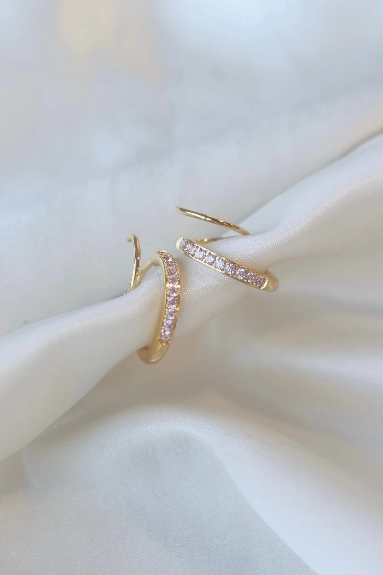 Pink Diamond Double Twist Hoop