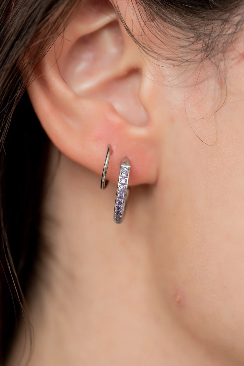 Purple Diamond Double Twist Hoop