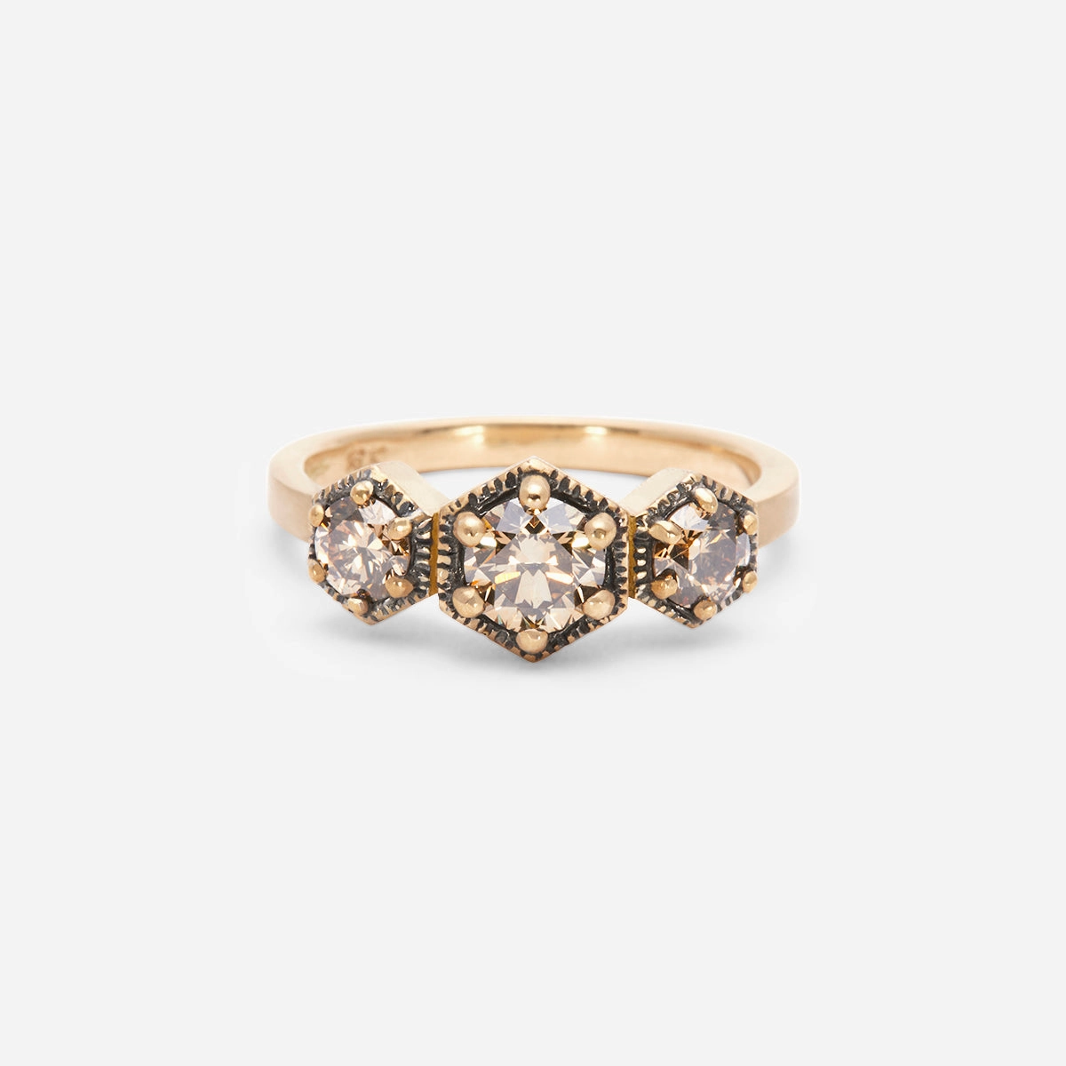 Queen Brown Diamond Triple Hexagon Ring | R8403BR
