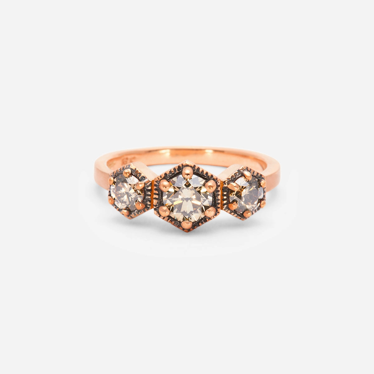 Queen Brown Diamond Triple Hexagon Ring | R8403BR