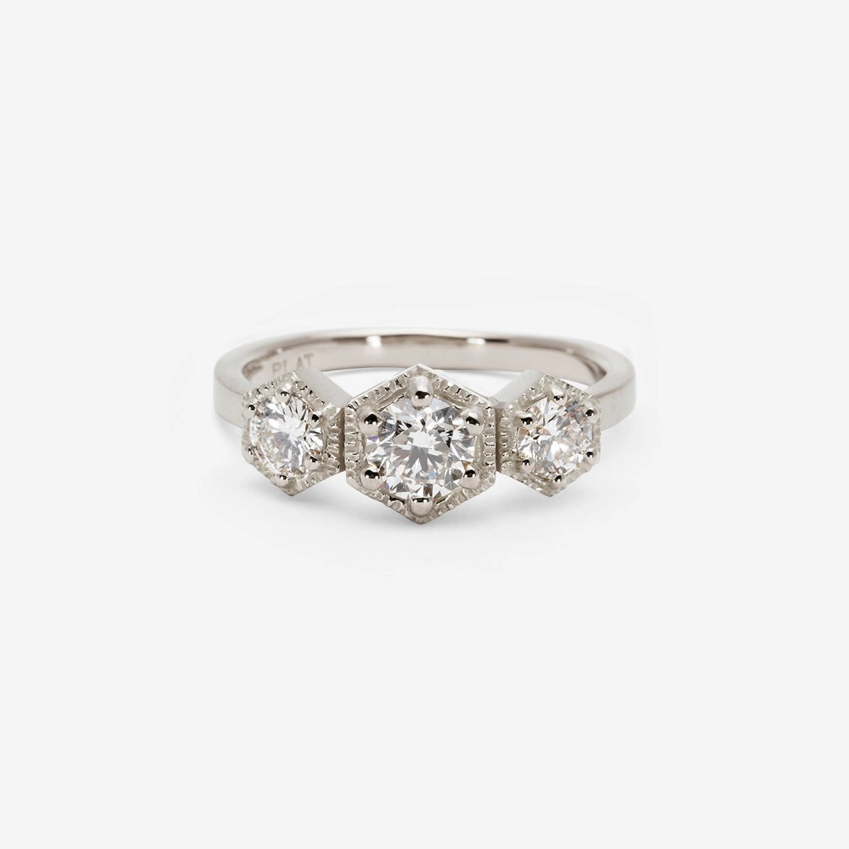Queen White Diamond Triple Hexagon Ring | R8403W