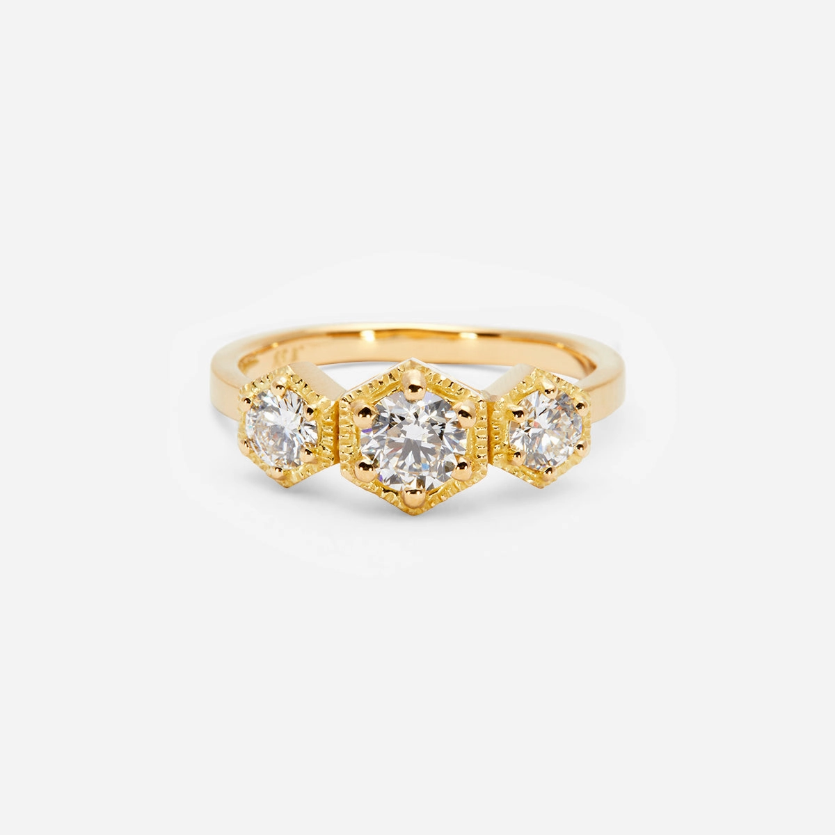 Queen White Diamond Triple Hexagon Ring | R8403W
