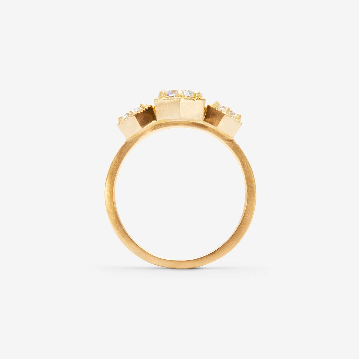 Queen White Diamond Triple Hexagon Ring | R8403W