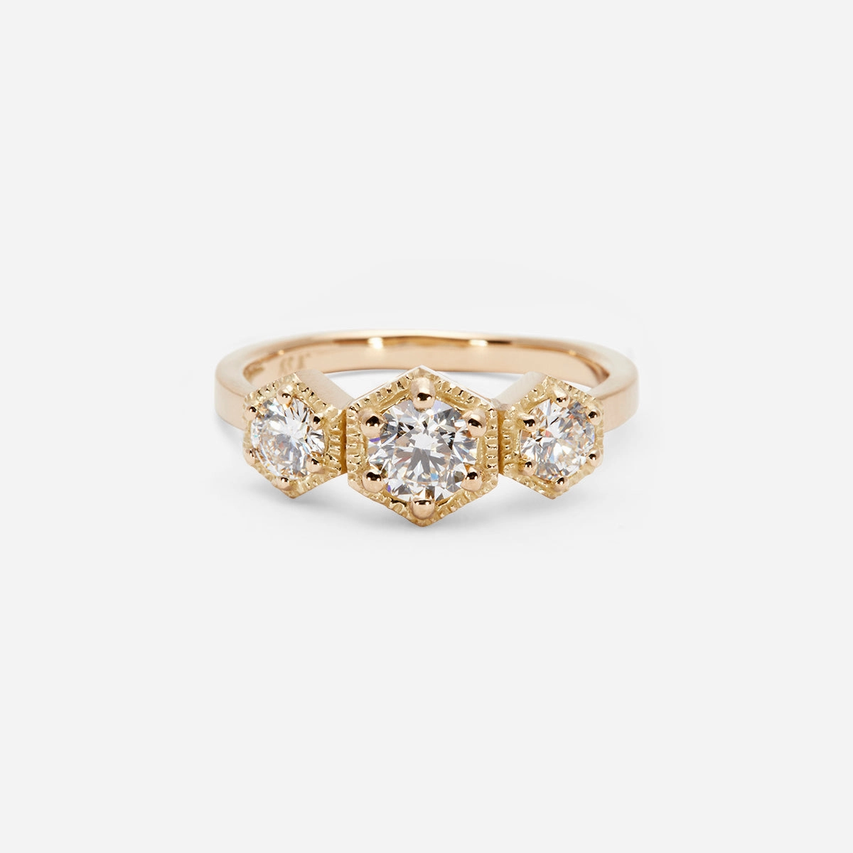 Queen White Diamond Triple Hexagon Ring | R8403W