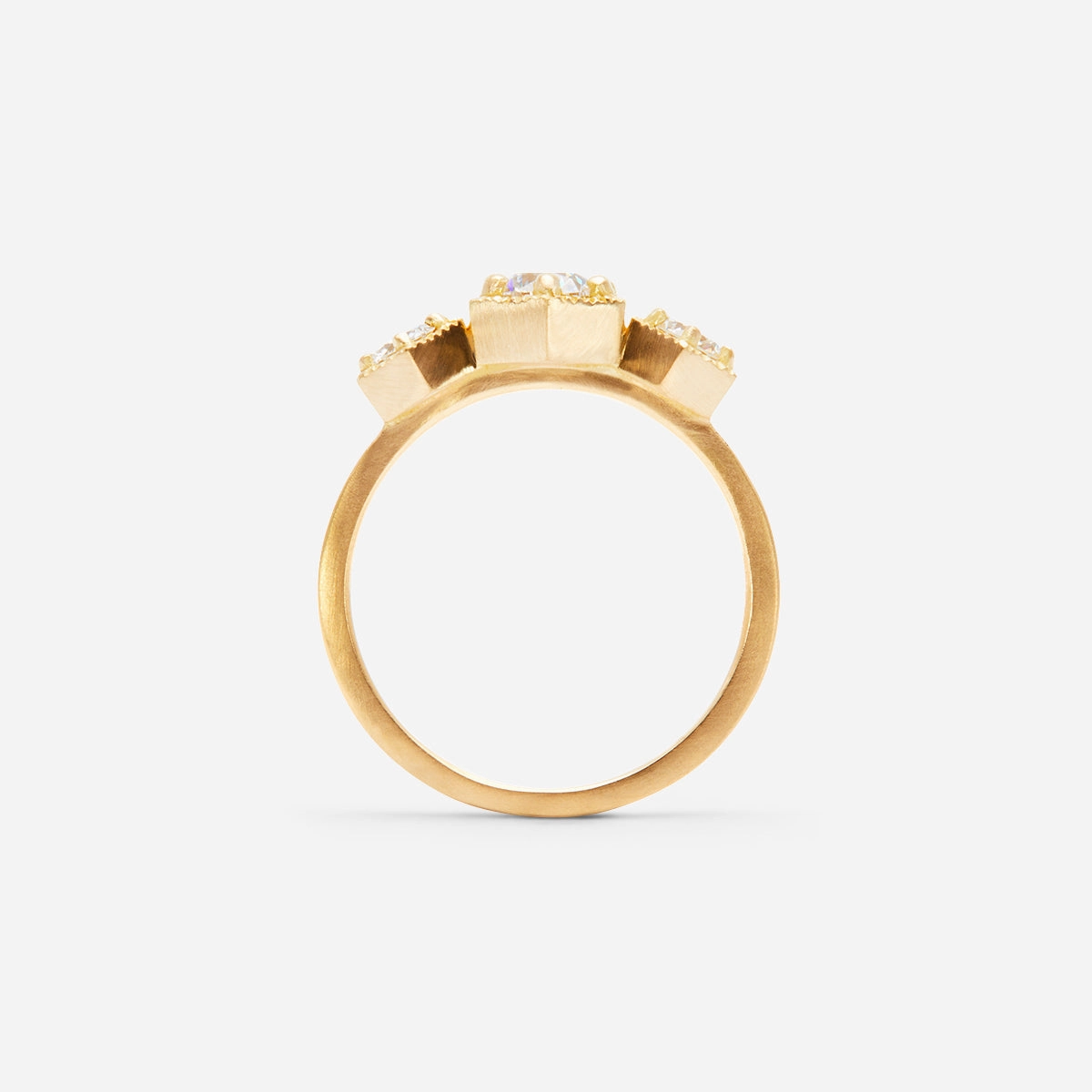 Queen White Diamond Triple Hexagon Ring | R8403W