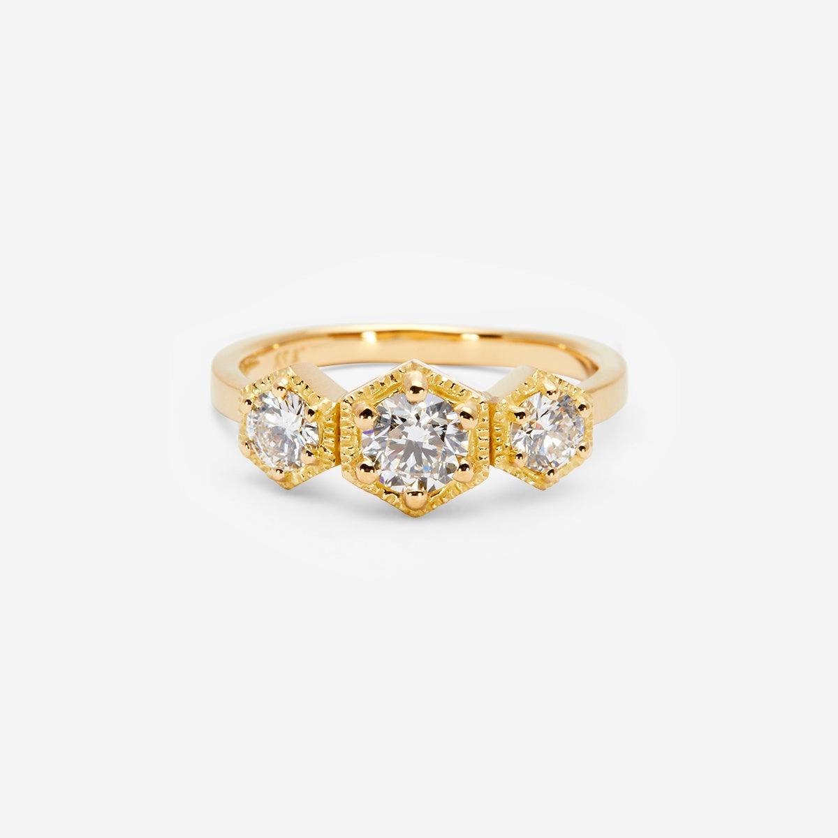 Queen White Diamond Triple Hexagon Ring | R8403W