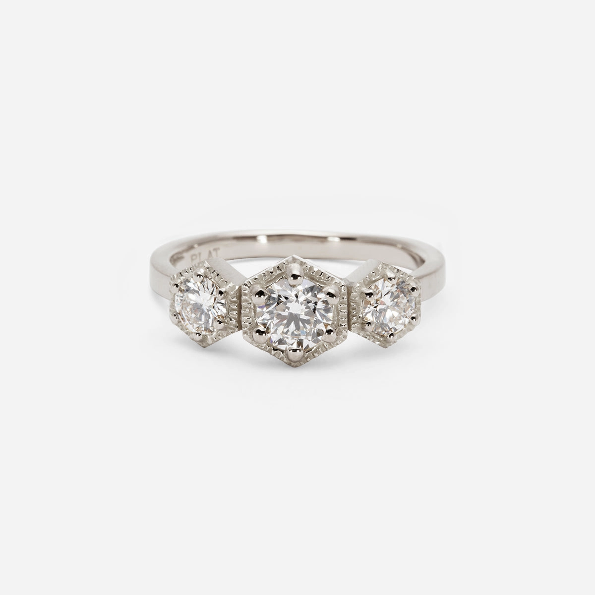 Queen White Diamond Triple Hexagon Ring | R8403W
