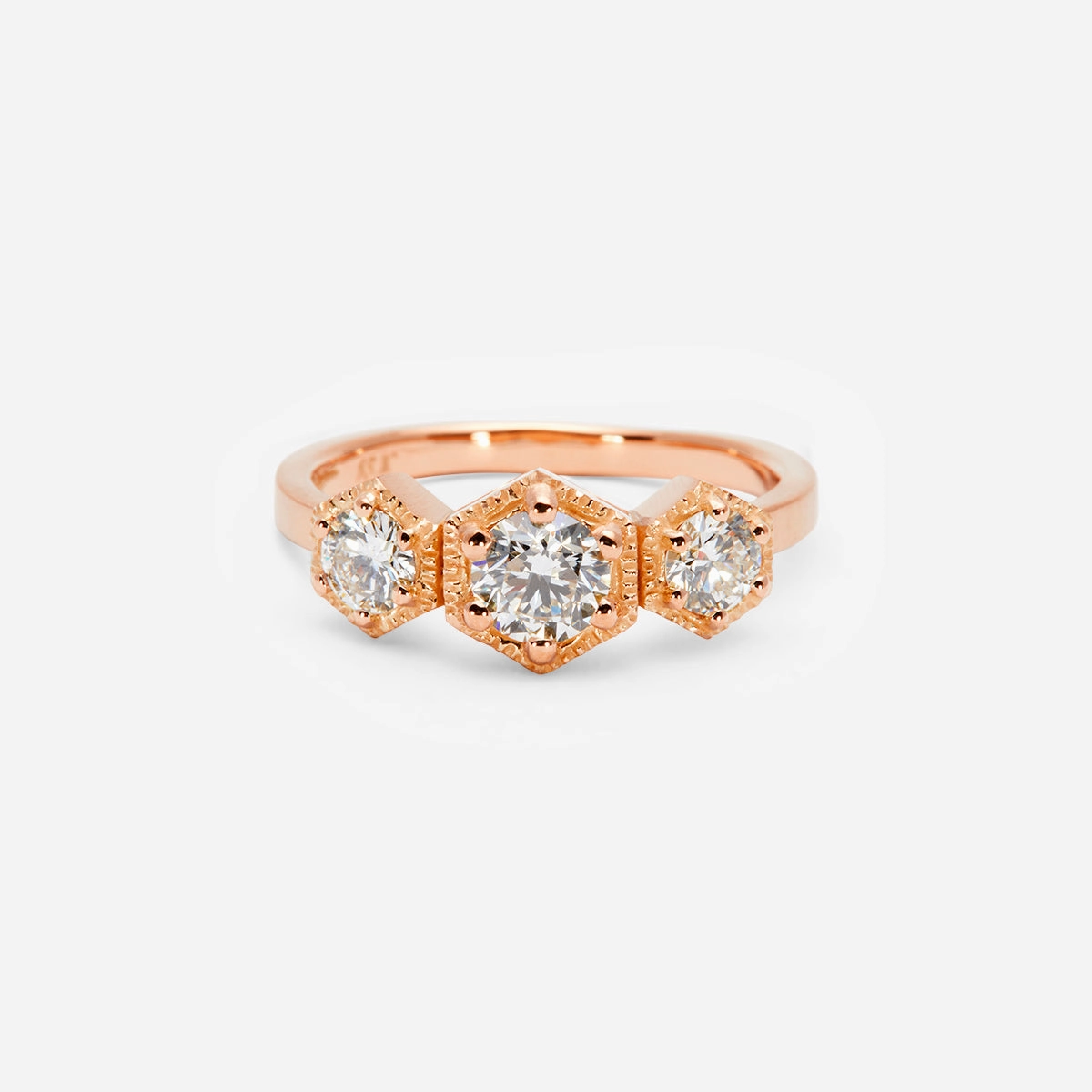 Queen White Diamond Triple Hexagon Ring | R8403W