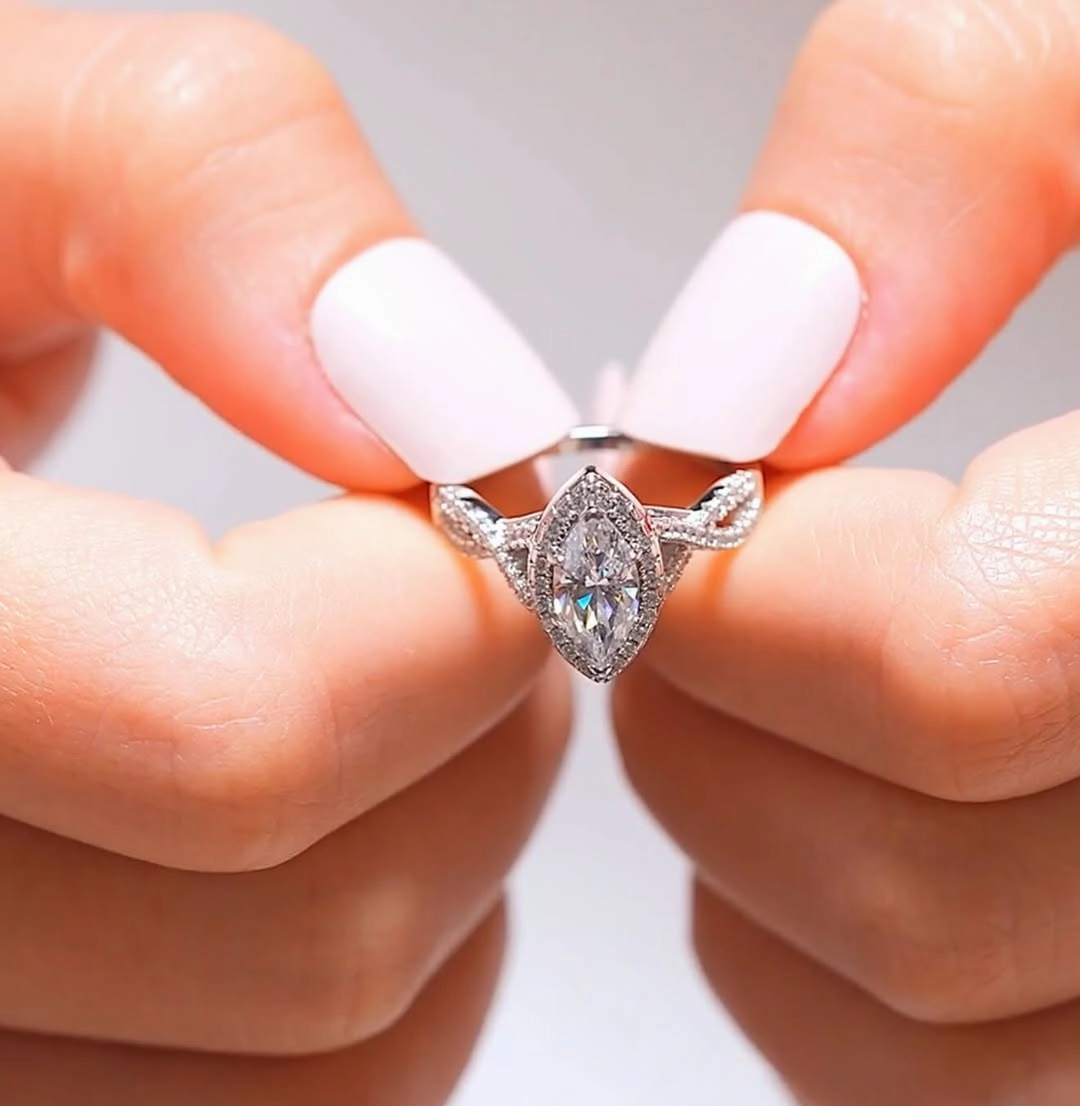 Sade Marquise Cut CZ Engagement Ring in 925 Sterling Silver