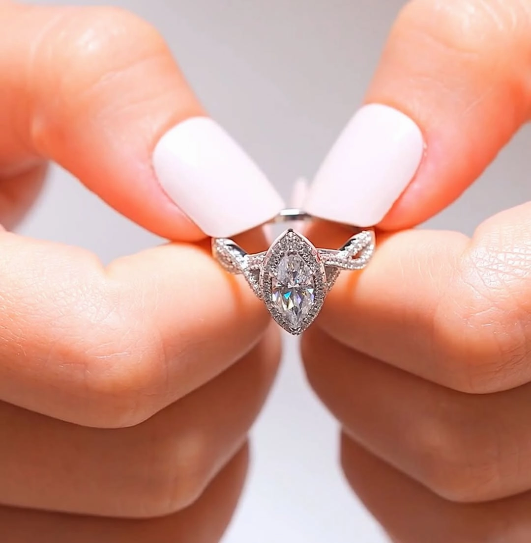 Sade Marquise Cut CZ Engagement Ring in 925 Sterling Silver
