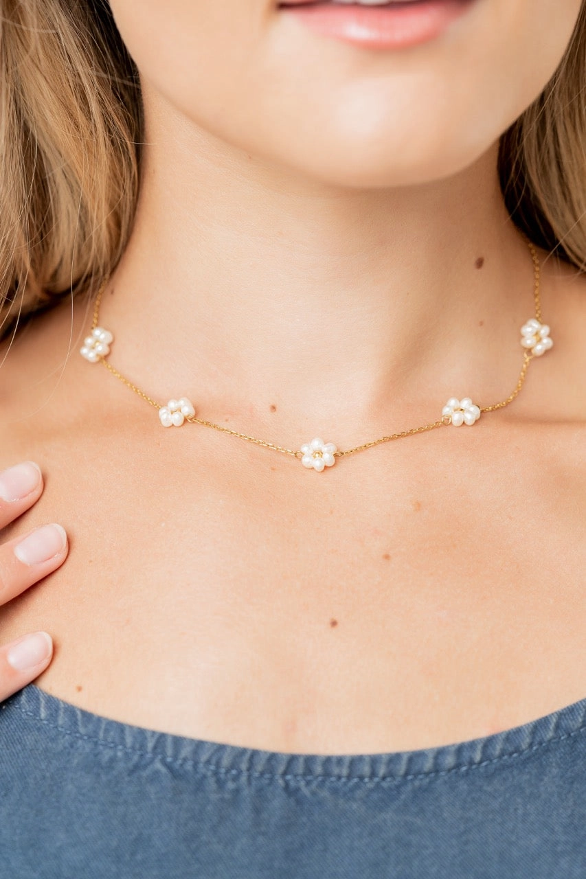 Sandy Pearl Necklace - Summer Pretty Necklace