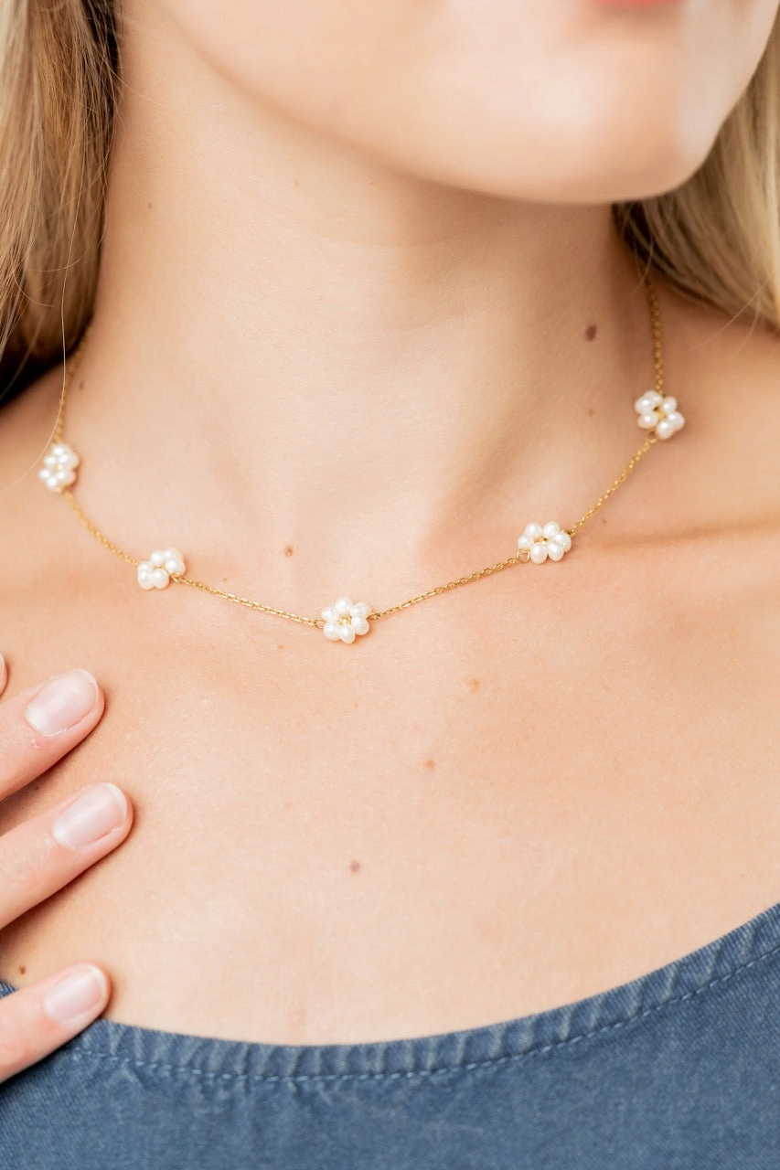 Sandy Pearl Necklace - Summer Pretty Necklace
