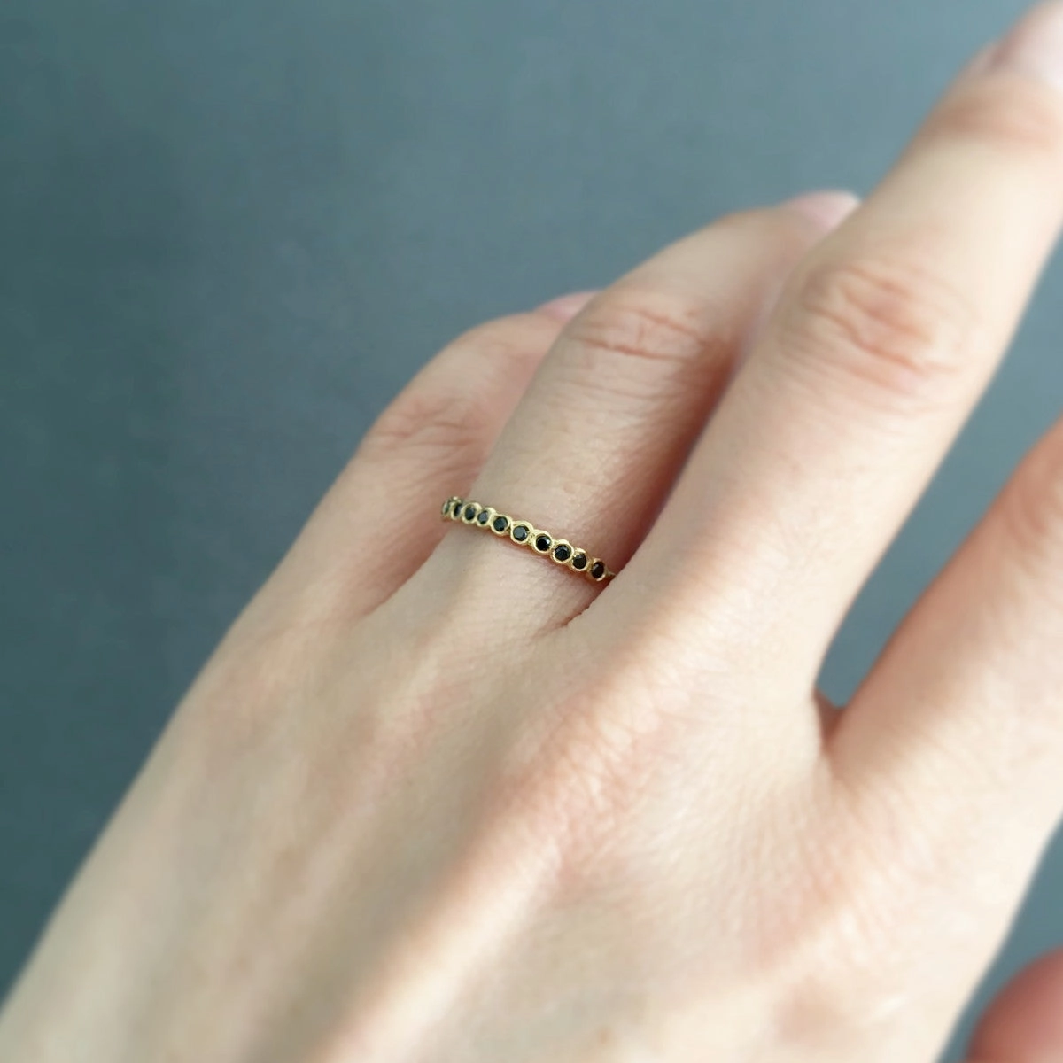 Small Black Diamond Circle Half Eternity Band | R1104BK