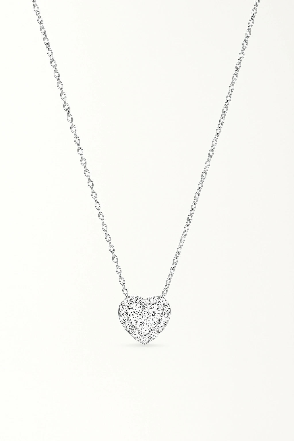 Solitaire Heart Cut Moissanite Necklace in 925 Sterling Silver