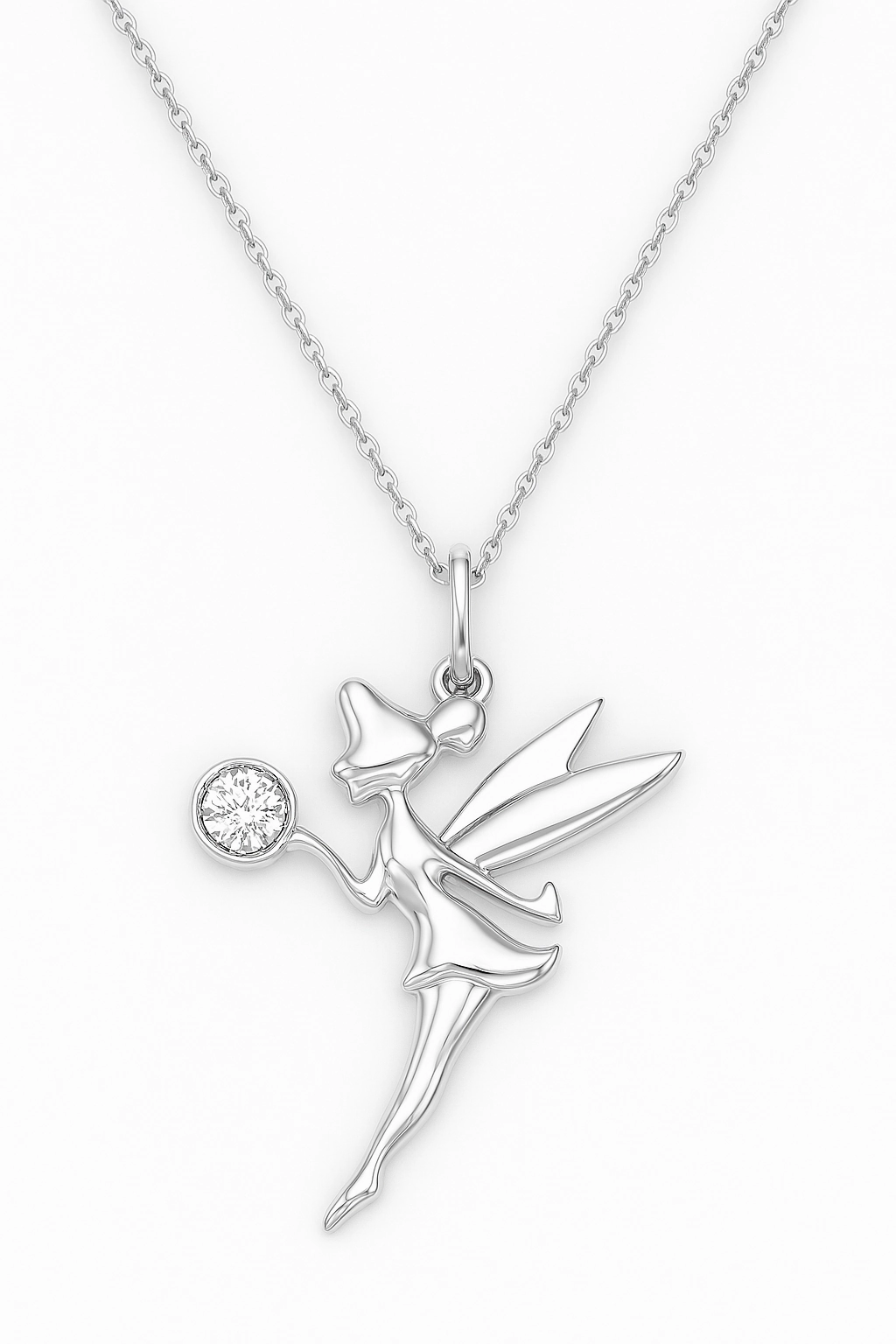 Tinkerbell Moissanite Pendant Necklace in 925 Sterling Silver