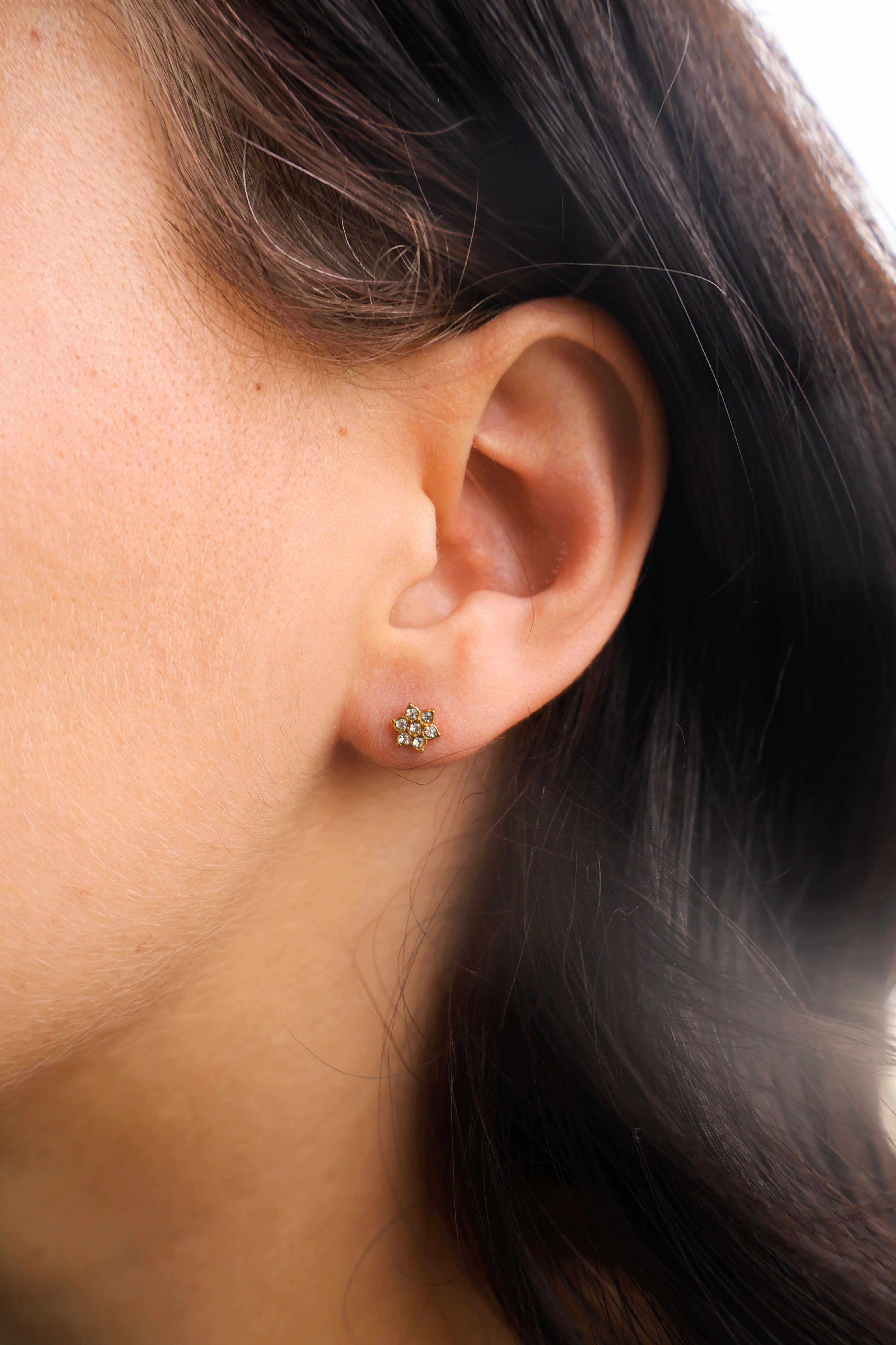 Tiny Diamond Flower Stud