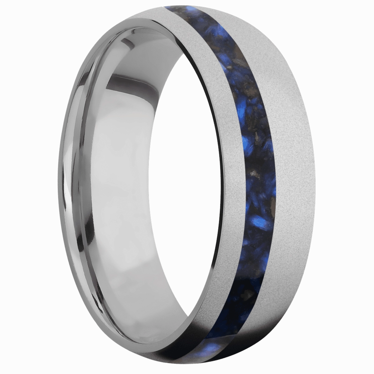 Titanium with Bead , Bead Finish and Blue Tiger Eye Inlay