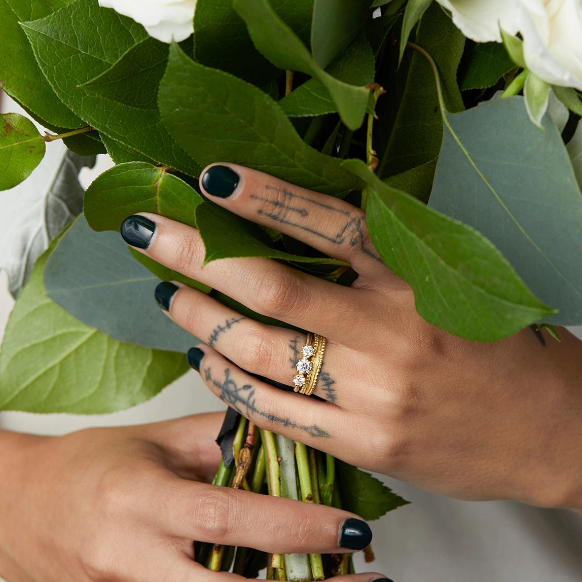 Triple White Diamond Blooming Ring | R19001W