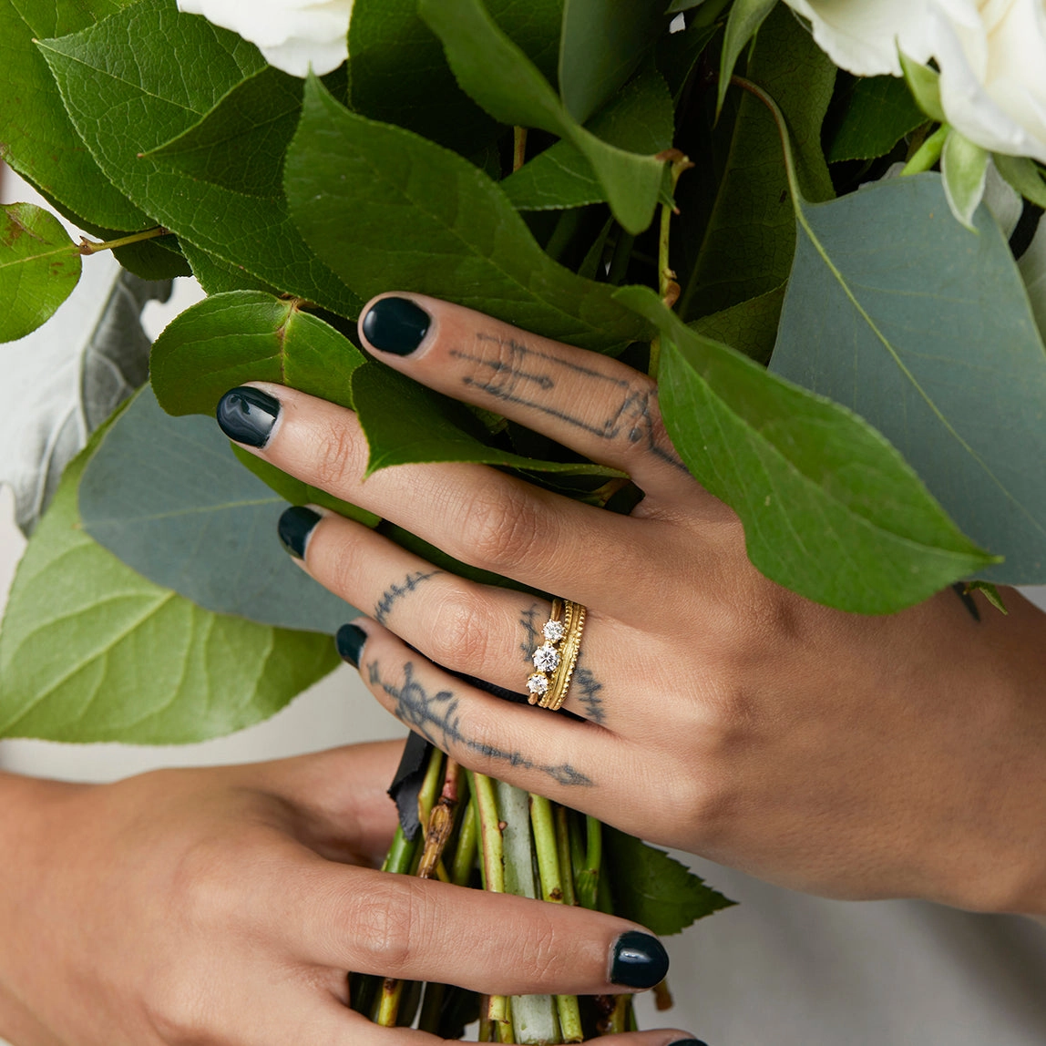 Triple White Diamond Blooming Ring | R19001W