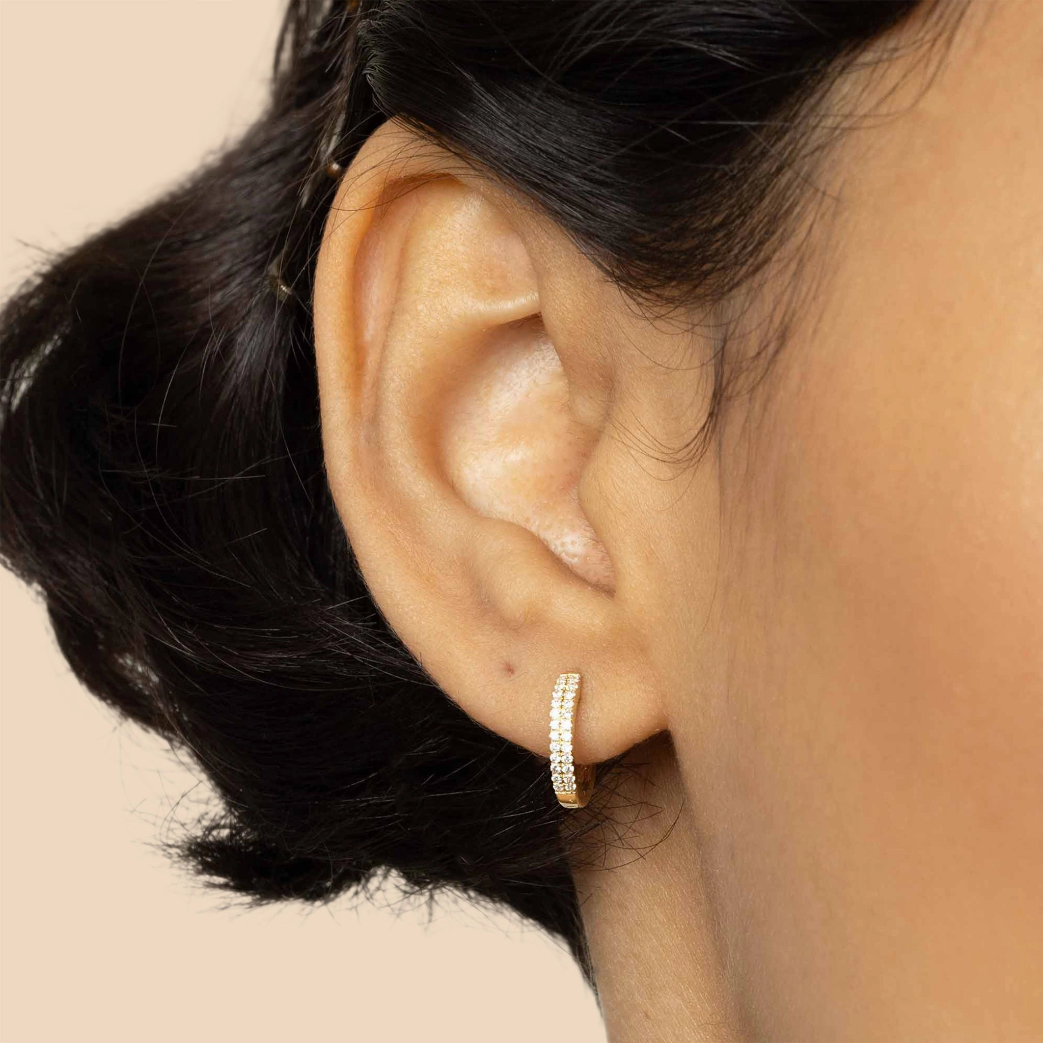 Twin Row Diamond Mini Hoops