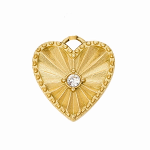 Vintage Diamond Heart Burst Necklace Charm