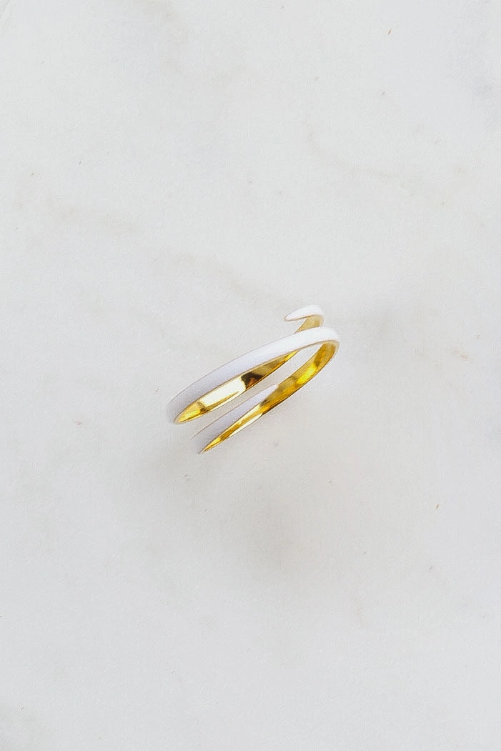 White Enamel Twist Ring