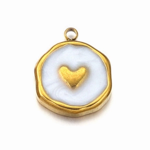 White Heart Circle Necklace Charm