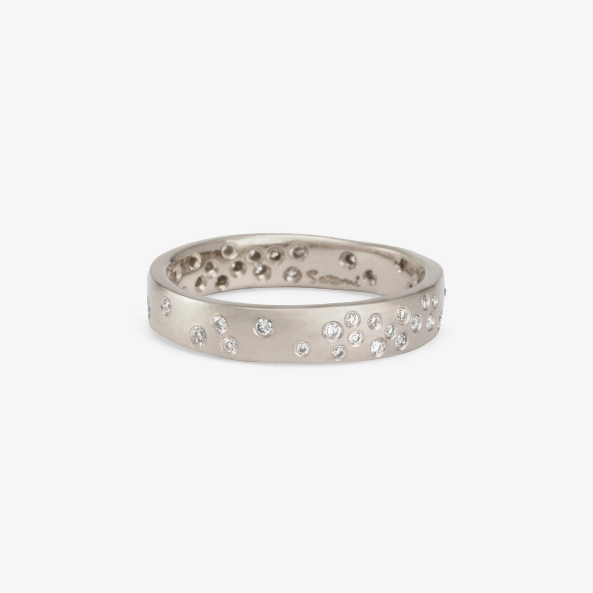 Wide White Diamond Starry Night Band | R7102W