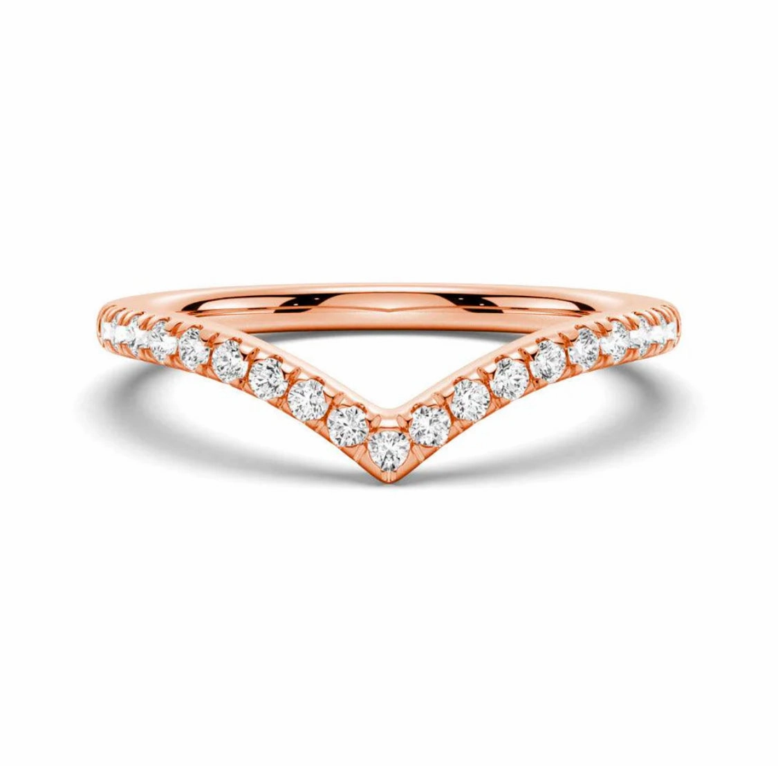Wishbone Curve Moissanite Band in 18K Gold