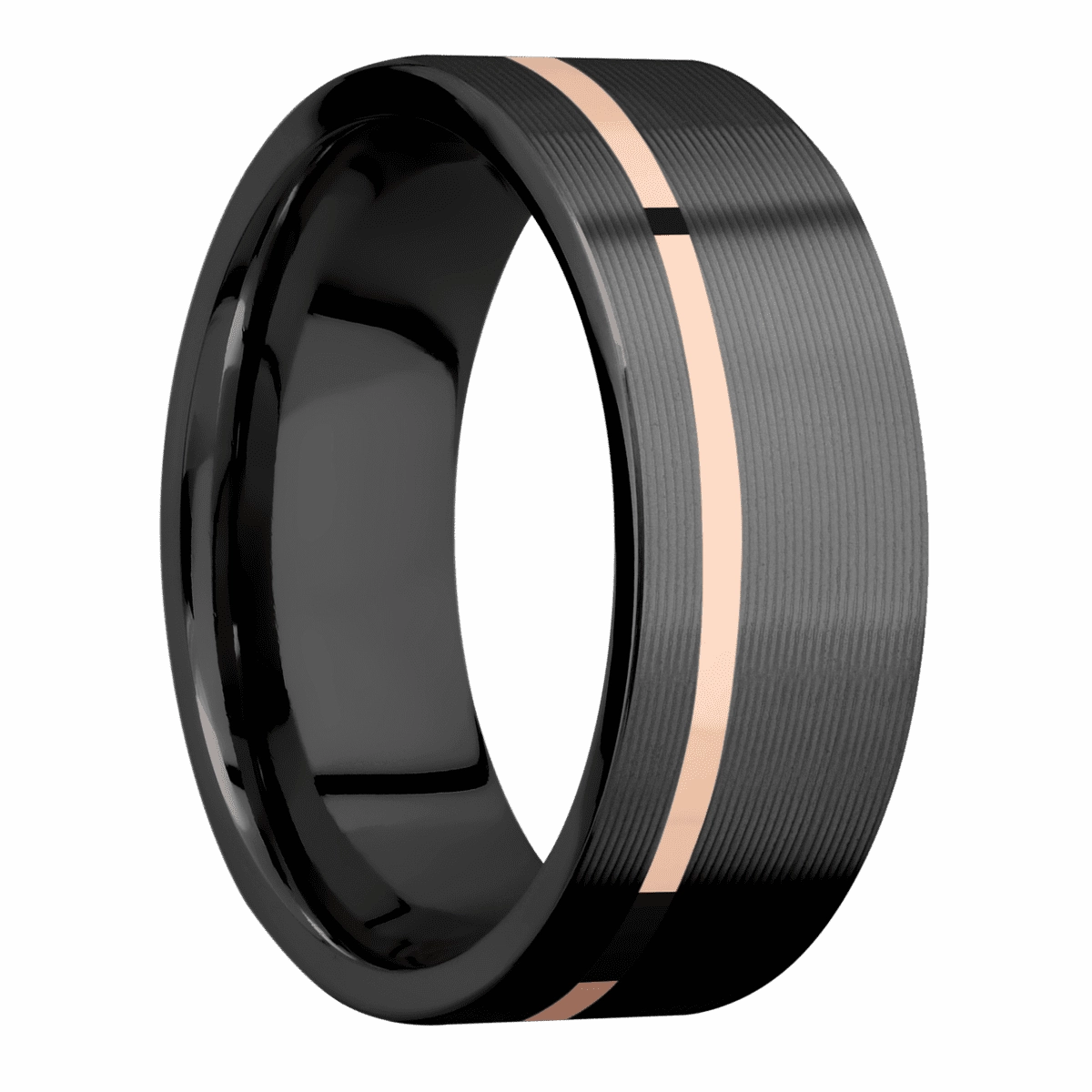 Zirconium with Machine , Machine Finish and 14K Rose Gold Inlay