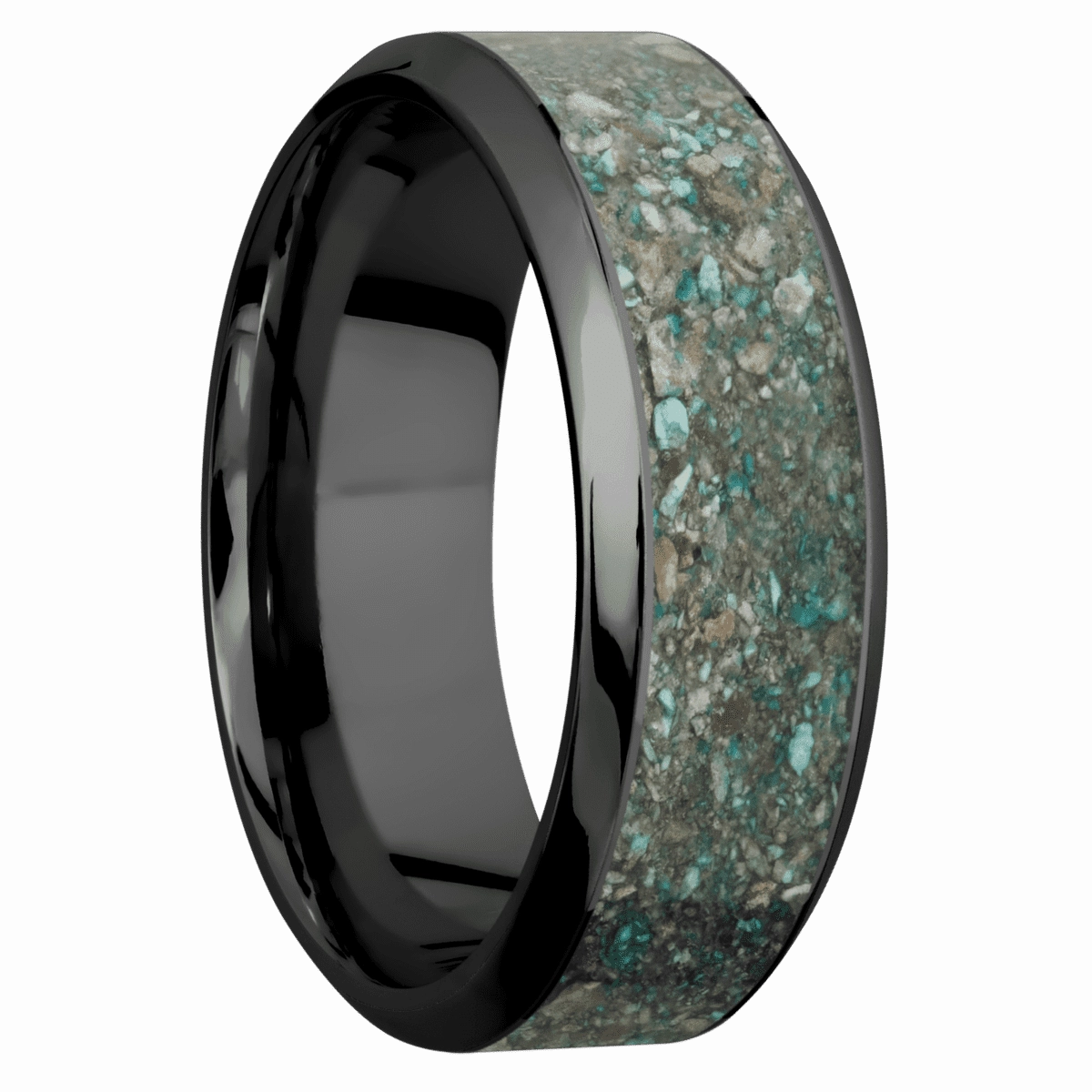 Zirconium with Polish , Polish Finish and Ocean Jasper Inlay
