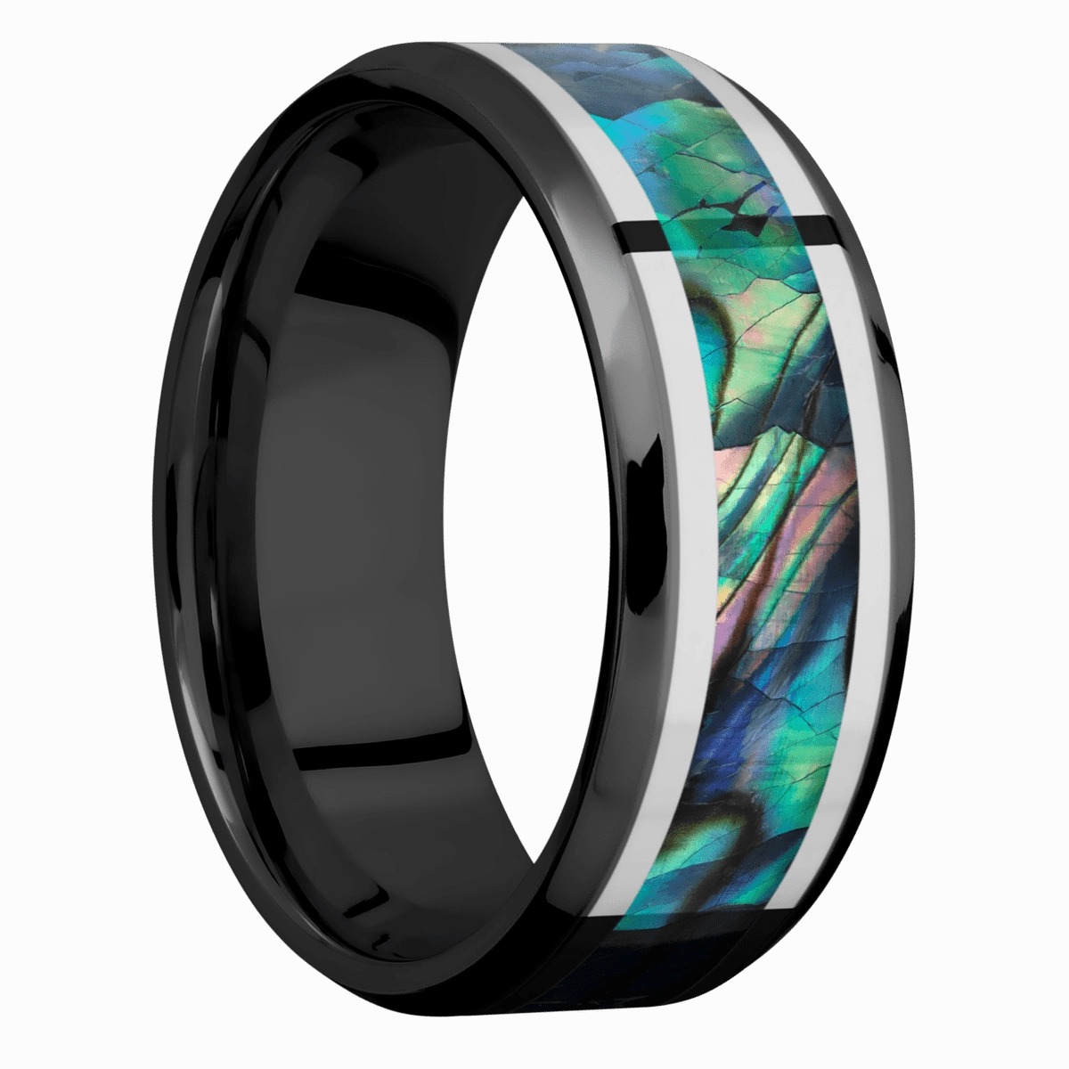 Zirconium with Polish , Polish Finish and Sterling Silver Inlay