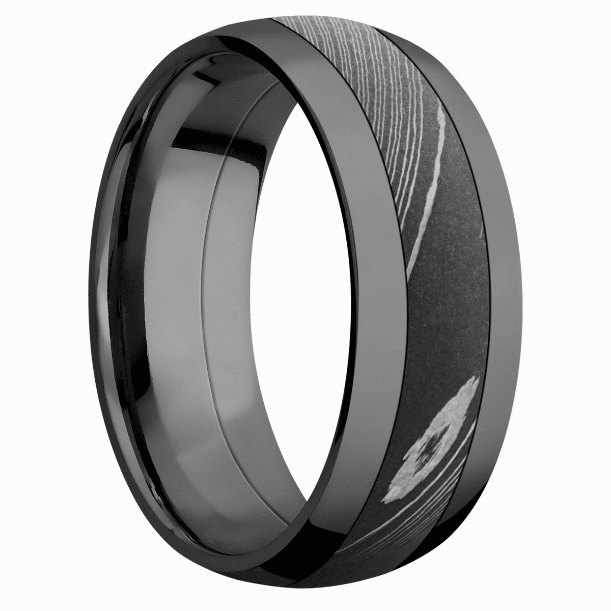 Zirconium with Polish Finish and Damascus Inlay
