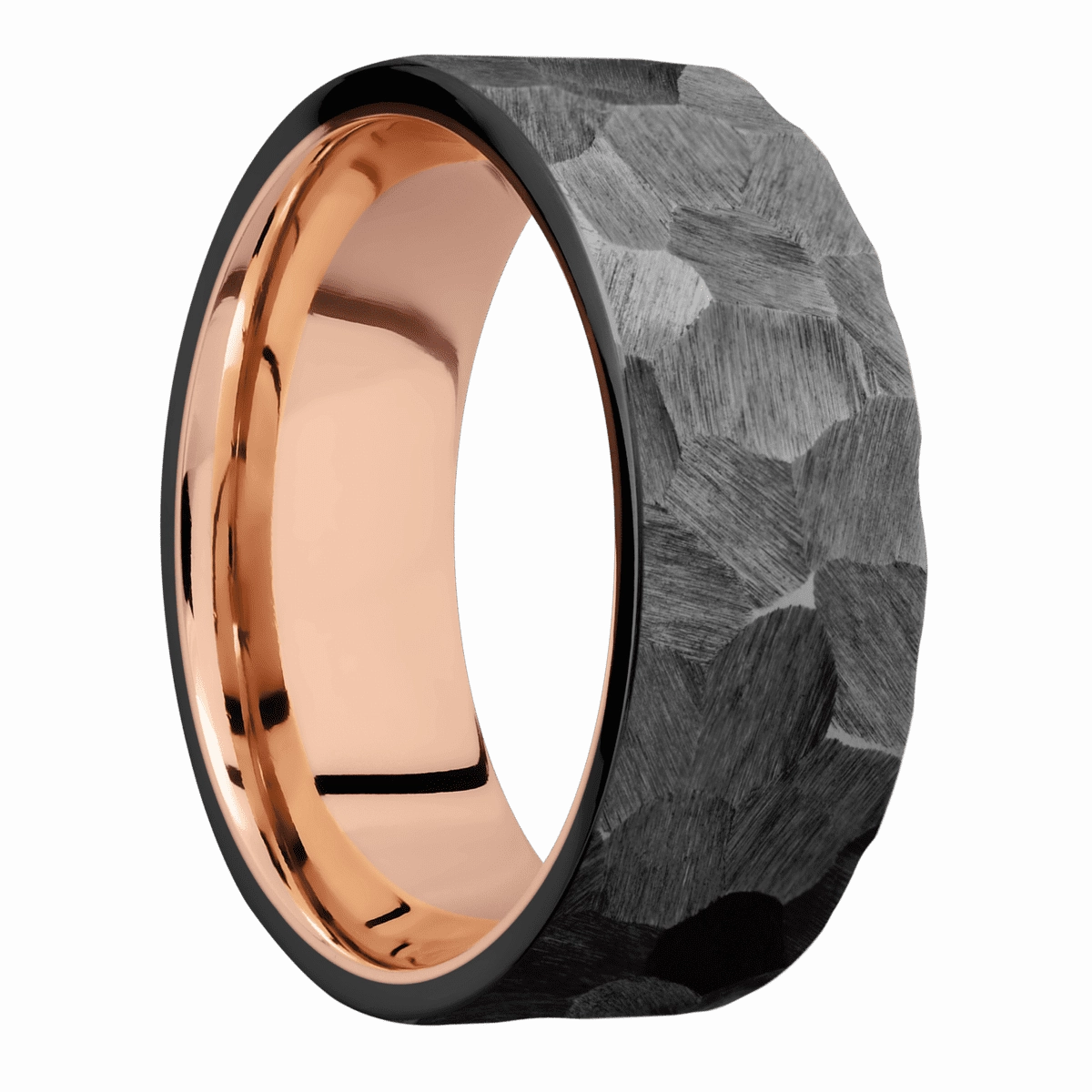 Zirconium with Rock Finish and 14K Rose Gold