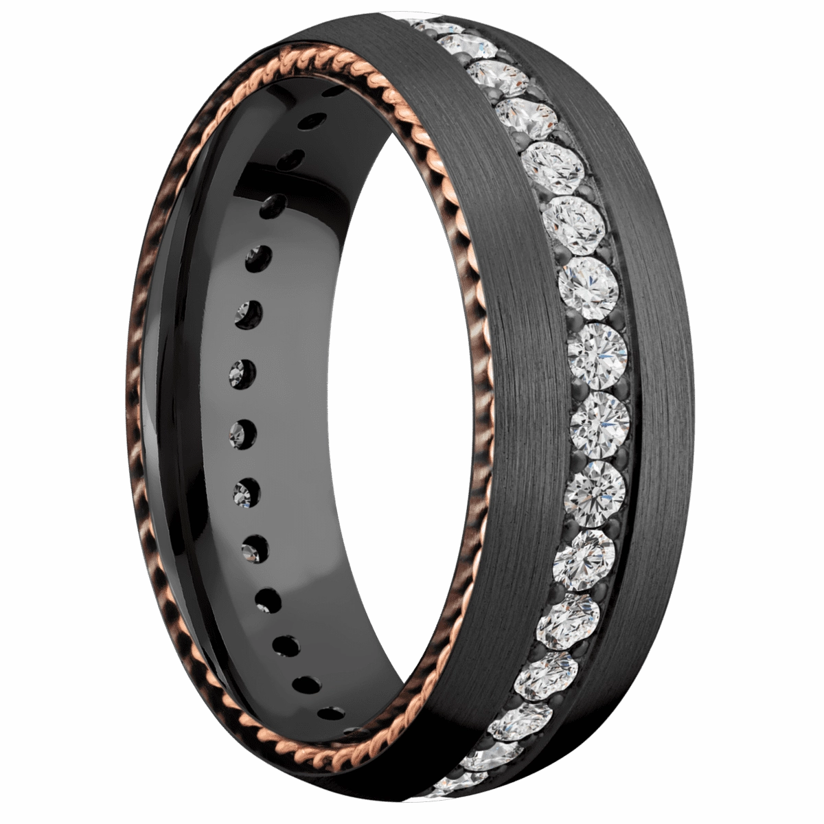 Zirconium with Satin Finish and 14K Rose Gold Inlay