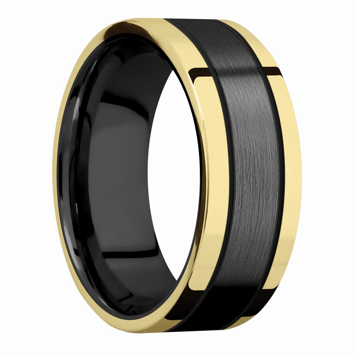 Zirconium with Satin Finish and 14K Yellow Gold Inlay